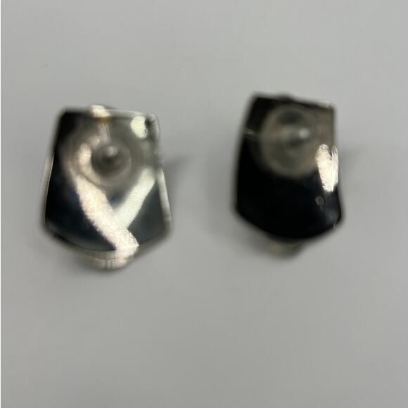 pair of sterling silver earrings oval blue cabochon gemstones Stud Post Pierced - Picture 5 of 7